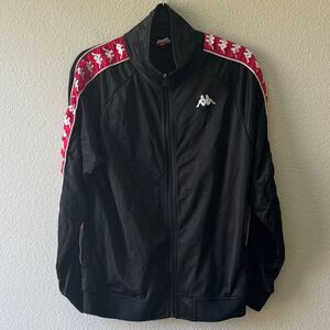 Kappa Black Track Jacket with Red Shoulder Tape